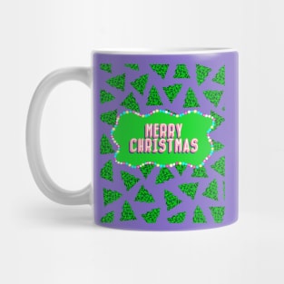 Geometric Christmas Tree with Purple Background Mug